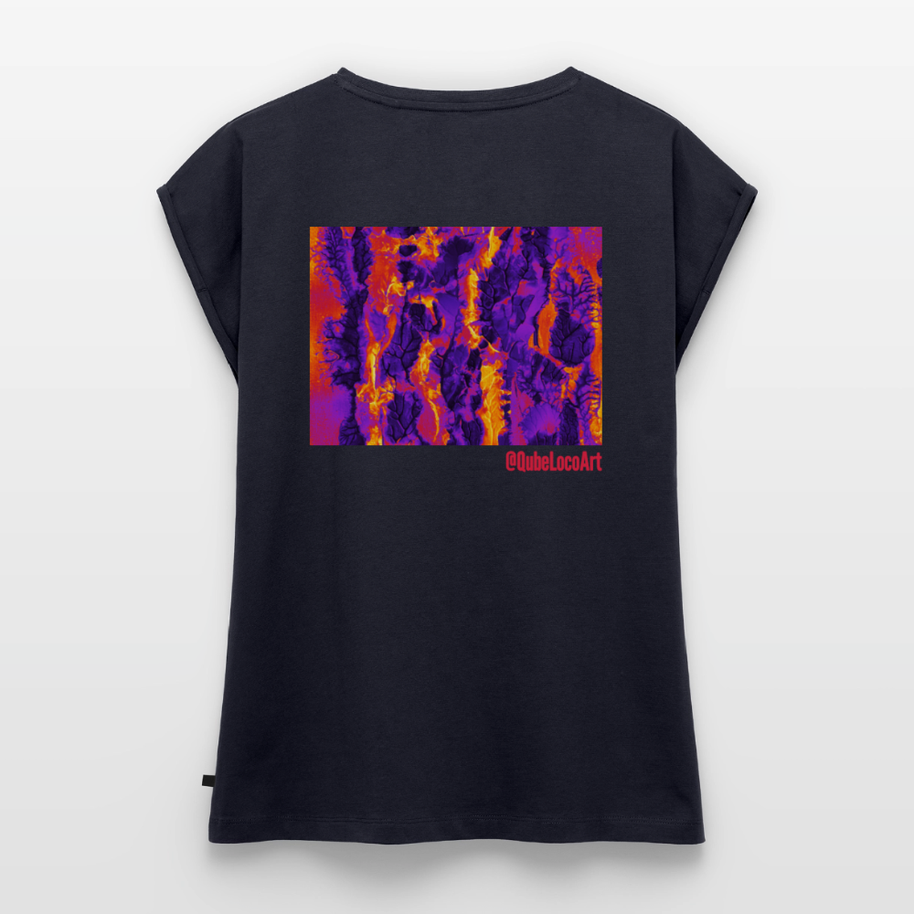 Frauen T-Shirt mit gerollten Ärmeln | No. 1 - Navy