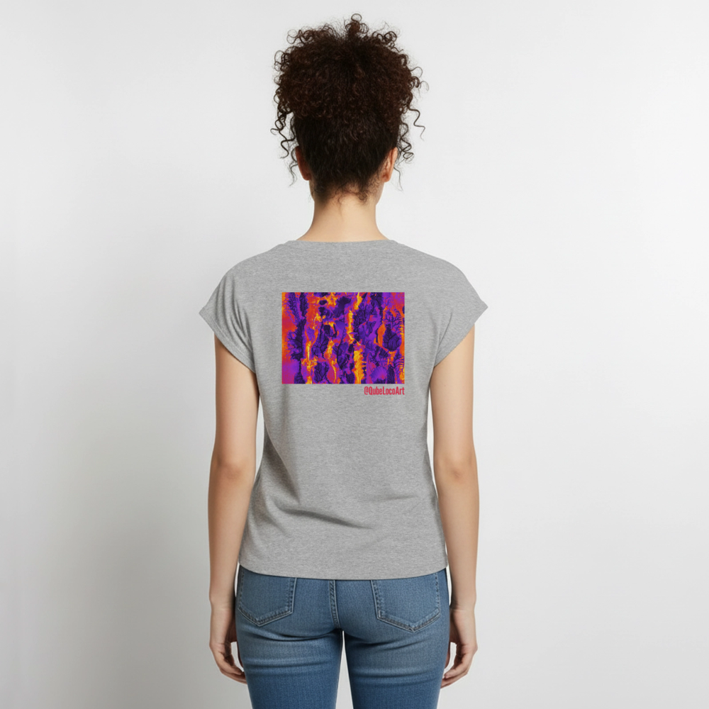 Frauen T-Shirt mit gerollten Ärmeln | No. 1 - Grau meliert