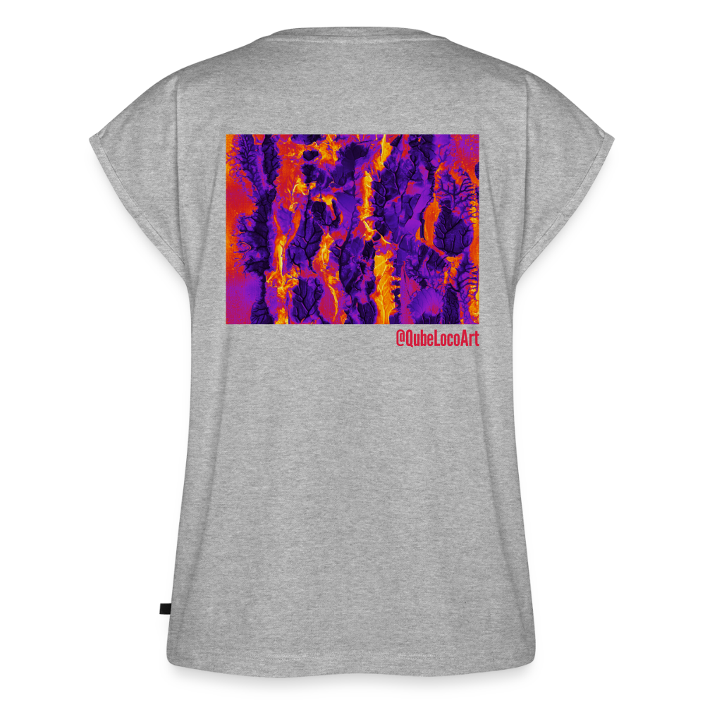 Frauen T-Shirt mit gerollten Ärmeln | No. 1 - Grau meliert